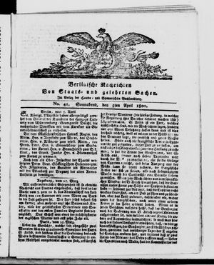 Berlinische Nachrichten von Staats- und gelehrten Sachen vom 05.04.1800