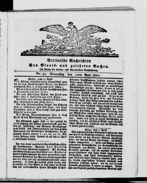 Berlinische Nachrichten von Staats- und gelehrten Sachen vom 10.04.1800