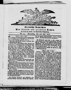 Berlinische Nachrichten von Staats- und gelehrten Sachen vom 03.07.1800
