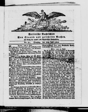 Berlinische Nachrichten von Staats- und gelehrten Sachen vom 08.07.1800