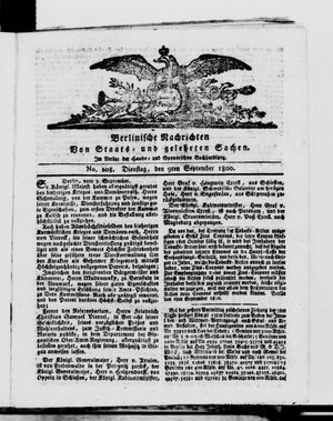Berlinische Nachrichten von Staats- und gelehrten Sachen vom 09.09.1800