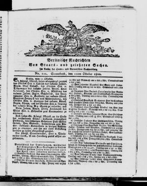 Berlinische Nachrichten von Staats- und gelehrten Sachen vom 11.10.1800
