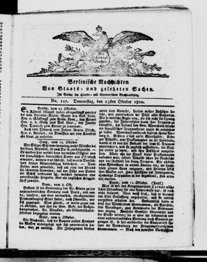 Berlinische Nachrichten von Staats- und gelehrten Sachen on Oct 23, 1800