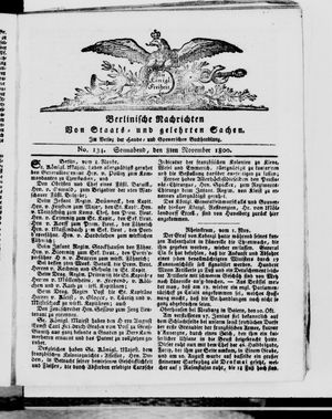 Berlinische Nachrichten von Staats- und gelehrten Sachen vom 08.11.1800