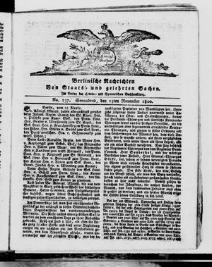 Berlinische Nachrichten von Staats- und gelehrten Sachen vom 15.11.1800