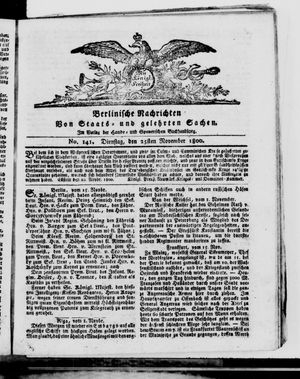 Berlinische Nachrichten von Staats- und gelehrten Sachen vom 25.11.1800