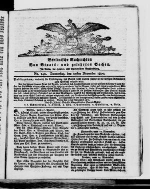 Berlinische Nachrichten von Staats- und gelehrten Sachen vom 27.11.1800