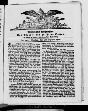 Berlinische Nachrichten von Staats- und gelehrten Sachen vom 09.12.1800