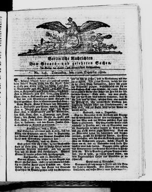 Berlinische Nachrichten von Staats- und gelehrten Sachen vom 11.12.1800