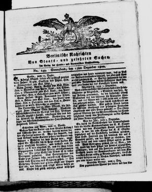 Berlinische Nachrichten von Staats- und gelehrten Sachen vom 13.12.1800