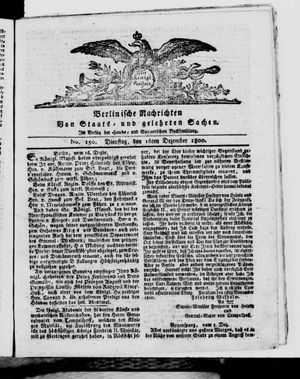 Berlinische Nachrichten von Staats- und gelehrten Sachen vom 16.12.1800