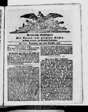 Berlinische Nachrichten von Staats- und gelehrten Sachen vom 18.12.1800