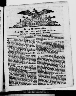 Berlinische Nachrichten von Staats- und gelehrten Sachen vom 25.12.1800