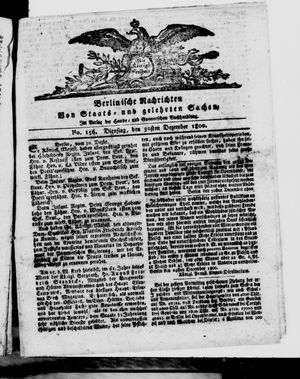Berlinische Nachrichten von Staats- und gelehrten Sachen on Dec 30, 1800