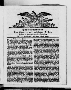 Berlinische Nachrichten von Staats- und gelehrten Sachen vom 24.01.1801