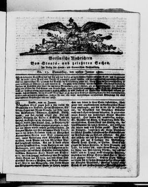Berlinische Nachrichten von Staats- und gelehrten Sachen vom 29.01.1801
