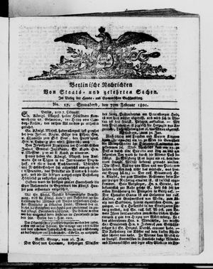 Berlinische Nachrichten von Staats- und gelehrten Sachen vom 07.02.1801