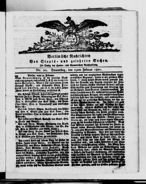 Berlinische Nachrichten von Staats- und gelehrten Sachen vom 19.02.1801