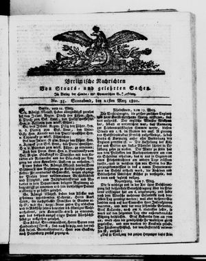 Berlinische Nachrichten von Staats- und gelehrten Sachen vom 21.03.1801