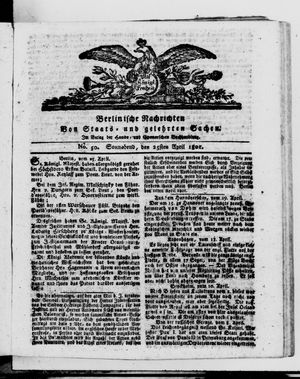 Berlinische Nachrichten von Staats- und gelehrten Sachen vom 25.04.1801