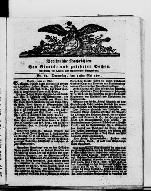 Berlinische Nachrichten von Staats- und gelehrten Sachen vom 21.05.1801