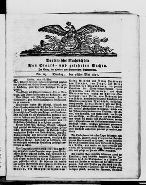 Berlinische Nachrichten von Staats- und gelehrten Sachen vom 26.05.1801
