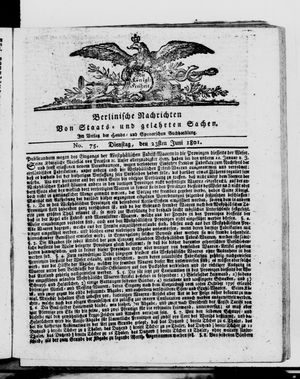 Berlinische Nachrichten von Staats- und gelehrten Sachen vom 23.06.1801