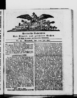 Berlinische Nachrichten von Staats- und gelehrten Sachen vom 11.07.1801