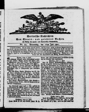 Berlinische Nachrichten von Staats- und gelehrten Sachen vom 16.07.1801