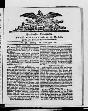 Berlinische Nachrichten von Staats- und gelehrten Sachen vom 21.07.1801