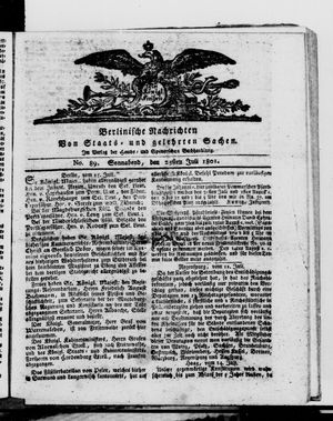 Berlinische Nachrichten von Staats- und gelehrten Sachen vom 25.07.1801