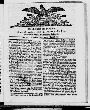 Berlinische Nachrichten von Staats- und gelehrten Sachen vom 11.08.1801