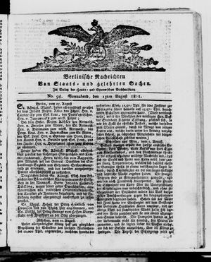 Berlinische Nachrichten von Staats- und gelehrten Sachen vom 15.08.1801
