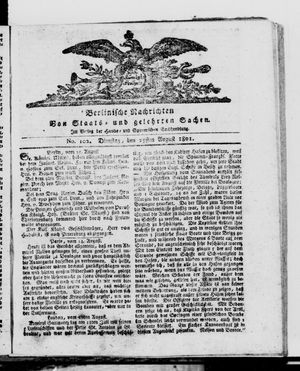 Berlinische Nachrichten von Staats- und gelehrten Sachen vom 25.08.1801