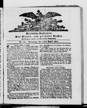 Berlinische Nachrichten von Staats- und gelehrten Sachen vom 27.08.1801