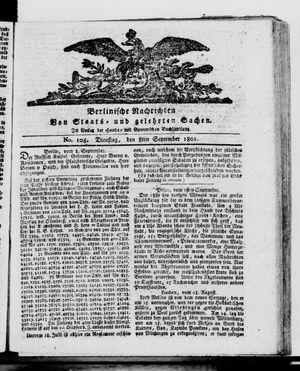Berlinische Nachrichten von Staats- und gelehrten Sachen vom 08.09.1801