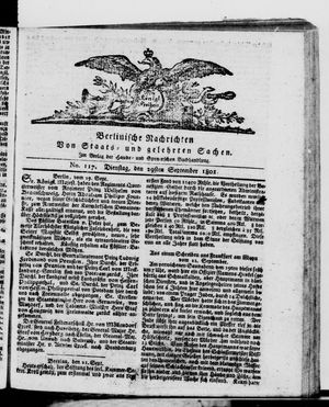 Berlinische Nachrichten von Staats- und gelehrten Sachen vom 29.09.1801