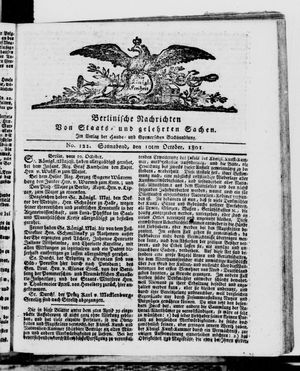 Berlinische Nachrichten von Staats- und gelehrten Sachen vom 10.10.1801