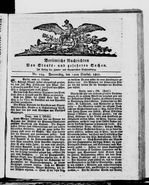 Berlinische Nachrichten von Staats- und gelehrten Sachen vom 15.10.1801