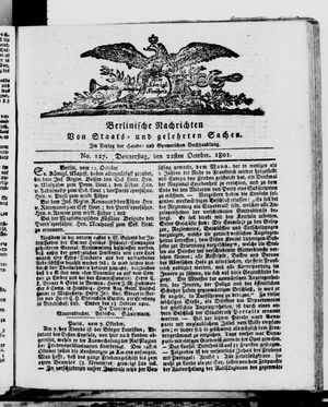 Berlinische Nachrichten von Staats- und gelehrten Sachen vom 22.10.1801