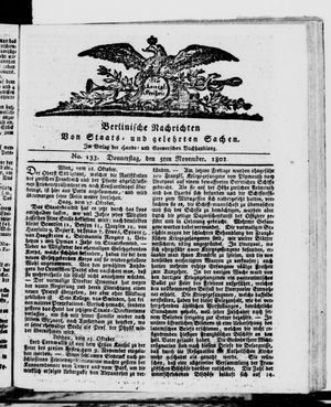 Berlinische Nachrichten von Staats- und gelehrten Sachen vom 05.11.1801