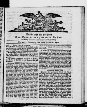 Berlinische Nachrichten von Staats- und gelehrten Sachen vom 12.11.1801