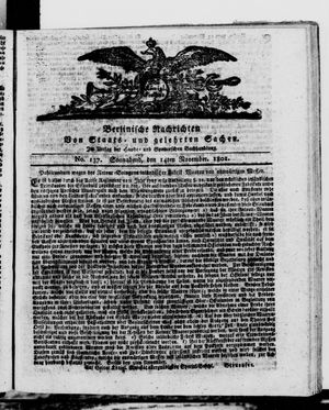 Berlinische Nachrichten von Staats- und gelehrten Sachen vom 14.11.1801