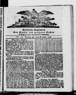 Berlinische Nachrichten von Staats- und gelehrten Sachen vom 17.11.1801