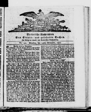 Berlinische Nachrichten von Staats- und gelehrten Sachen vom 24.11.1801