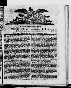 Berlinische Nachrichten von Staats- und gelehrten Sachen vom 26.11.1801