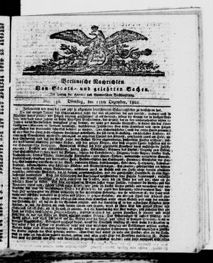 Berlinische Nachrichten von Staats- und gelehrten Sachen vom 15.12.1801