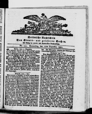 Berlinische Nachrichten von Staats- und gelehrten Sachen vom 17.12.1801