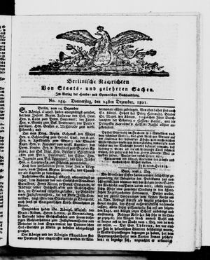 Berlinische Nachrichten von Staats- und gelehrten Sachen vom 24.12.1801