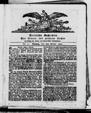 Berlinische Nachrichten von Staats- und gelehrten Sachen vom 05.01.1802
